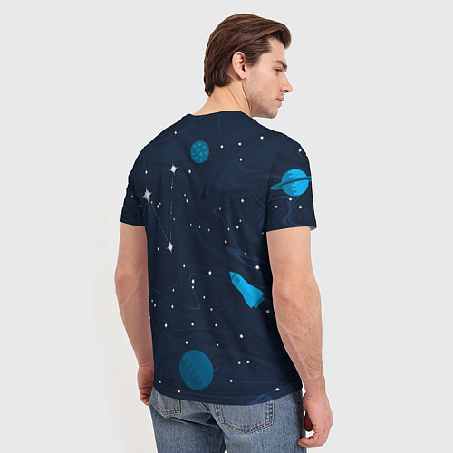 Мужская футболка Череп в космосе / 3D-принт – фото 4