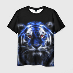 Мужская футболка Синий неоновый тигр