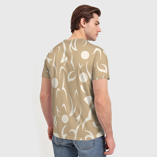 Мужская футболка Абстрактные фигуры на кремовом фоне / 3D-принт – фото 4