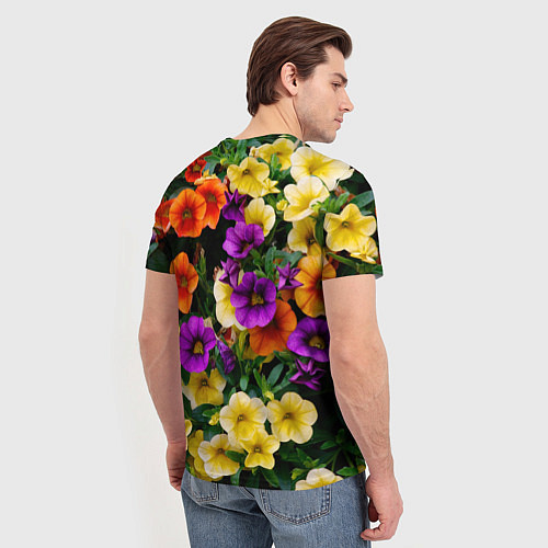 Мужская футболка Разноцветная петуния / 3D-принт – фото 4