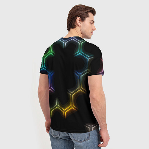 Мужская футболка Mercedes - neon pattern / 3D-принт – фото 4