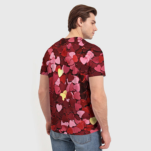 Мужская футболка Куча разноцветных сердечек / 3D-принт – фото 4