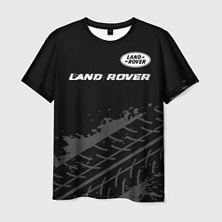 Мужская футболка Land Rover speed на темном фоне со следами шин: си