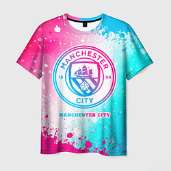 Мужская футболка Manchester City neon gradient style