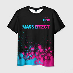 Мужская футболка Mass Effect - neon gradient: символ сверху
