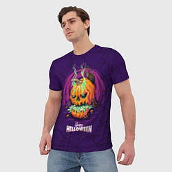 Футболка мужская Злобная тыква Хэллоуин, цвет: 3D-принт — фото 2