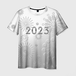 Футболка мужская Новый год 2023 в снежинках, цвет: 3D-принт