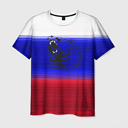 Футболка мужская Флаг России с медведем, цвет: 3D-принт