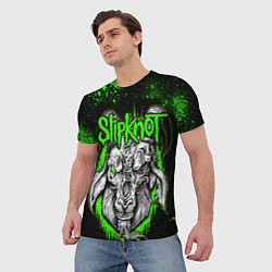 Футболка мужская Slipknot зеленый козел, цвет: 3D-принт — фото 2
