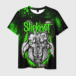 Мужская футболка Slipknot зеленый козел
