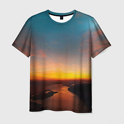 Мужская футболка Горная река на фоне заката