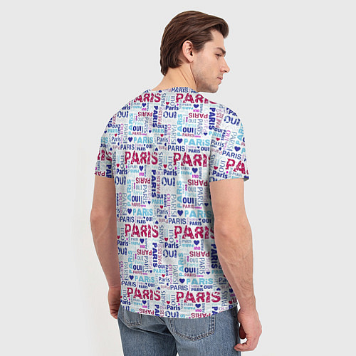 Мужская футболка Парижская бумага с надписями - текстура / 3D-принт – фото 4