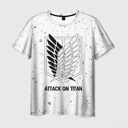Мужская футболка Attack on Titan glitch на светлом фоне