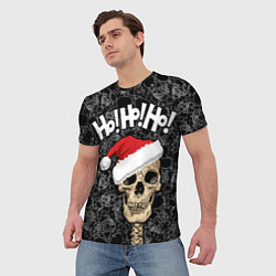 Футболка мужская Ho! Ho! Ho! Череп Санта Клаус, цвет: 3D-принт — фото 2