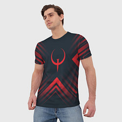 Футболка мужская Красный символ Quake на темном фоне со стрелками, цвет: 3D-принт — фото 2