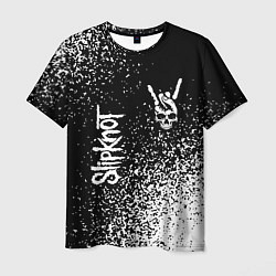 Мужская футболка Slipknot и рок символ на темном фоне