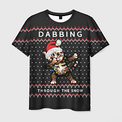 Мужская футболка Dabbing, through the snow, cat