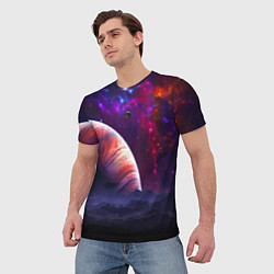 Футболка мужская Бесконечное космическое пространство - Планета, цвет: 3D-принт — фото 2