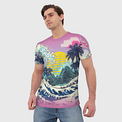Футболка мужская Штормовые океанские волны и пальмы, цвет: 3D-принт — фото 2
