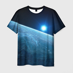 Мужская футболка Яркая звезда над горизонтом - космос