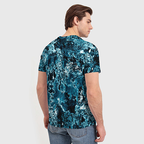 Мужская футболка Гранж - абстрактные синие разводы / 3D-принт – фото 4