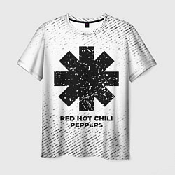 Мужская футболка Red Hot Chili Peppers с потертостями на светлом фо