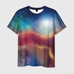 Мужская футболка Многогранное космическое пространство - яркая звез