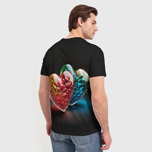 Мужская футболка Сердечки для влюблённых / 3D-принт – фото 4