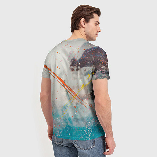 Мужская футболка Абстрактные мазки красок на тенях и тумане / 3D-принт – фото 4