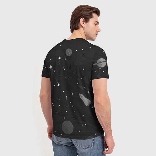 Мужская футболка Объемный космонавт / 3D-принт – фото 4
