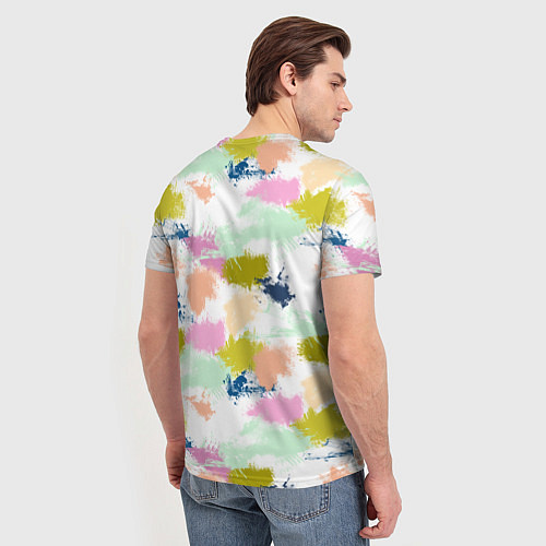Мужская футболка Разноцветные мазки красками модный узор / 3D-принт – фото 4