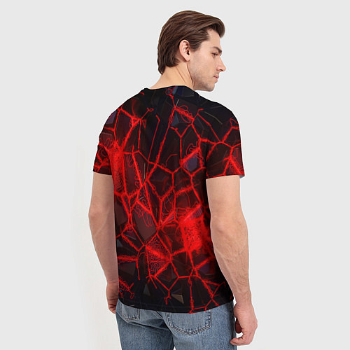 Мужская футболка Кристаллы в красных нитях / 3D-принт – фото 4