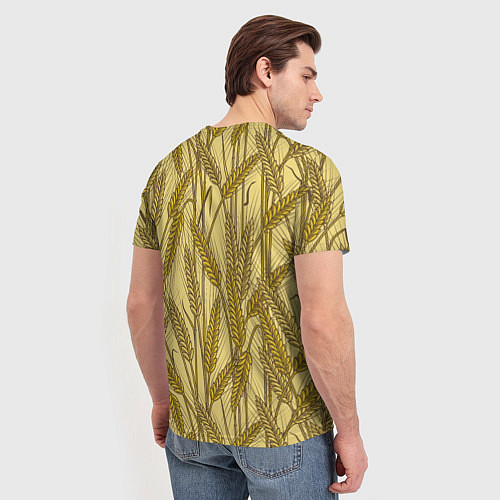 Мужская футболка Винтажные колоски пшеницы / 3D-принт – фото 4