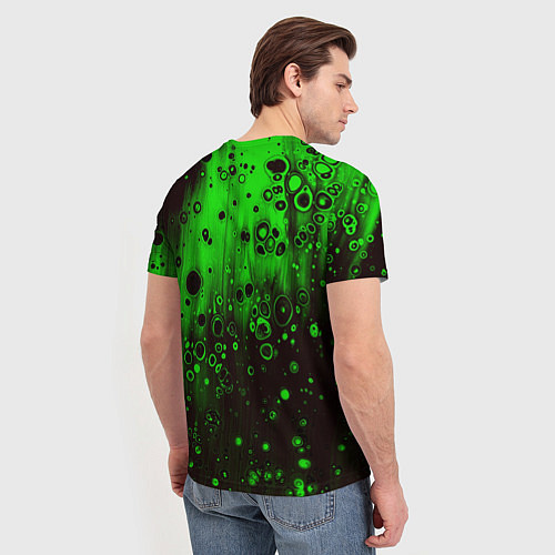 Мужская футболка Зелёные краски и вода / 3D-принт – фото 4