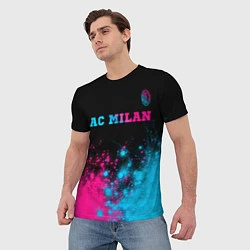 Футболка мужская AC Milan - neon gradient: символ сверху, цвет: 3D-принт — фото 2