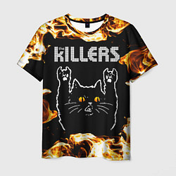 Мужская футболка The Killers рок кот и огонь