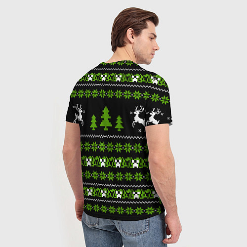 Мужская футболка Новогодний свитер - Крипер / 3D-принт – фото 4