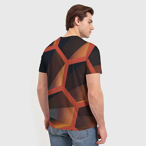 Мужская футболка Абстрактные шестигранные фигуры / 3D-принт – фото 4