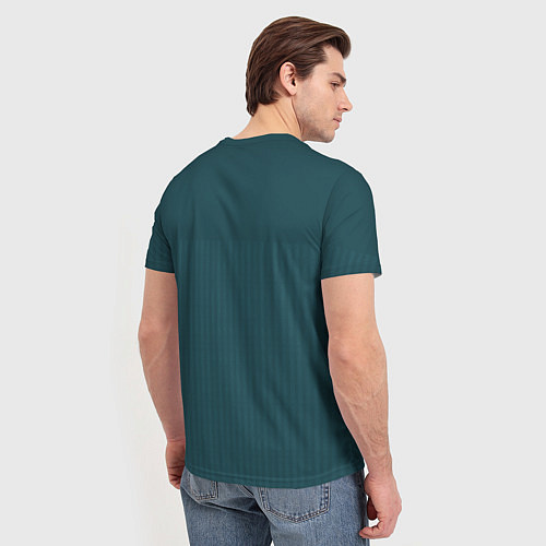 Мужская футболка Бирюзовый полосатый и однотонный / 3D-принт – фото 4