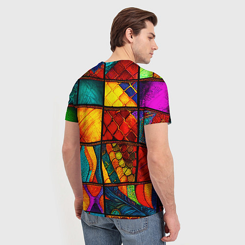 Мужская футболка Лоскутная мозаика - пэчворк / 3D-принт – фото 4