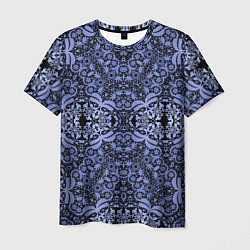 Мужская футболка Ажурный модный кружевной синий узор