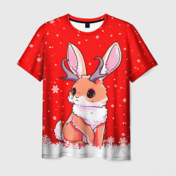 Мужская футболка Кролик олень - кролик с рожками