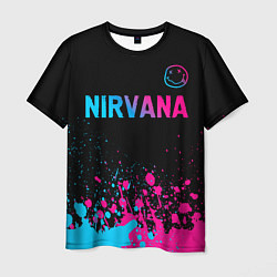 Мужская футболка Nirvana - neon gradient: символ сверху