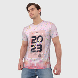 Футболка мужская 2023 - цветочный фон, цвет: 3D-принт — фото 2
