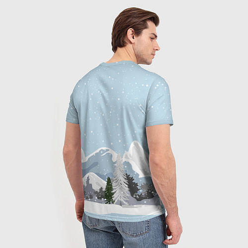 Мужская футболка Снежные горы - с Новым Годом! / 3D-принт – фото 4