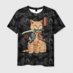 Мужская футболка Кот самурай - Якудза