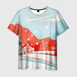 Мужская футболка Зимние новогодние горы