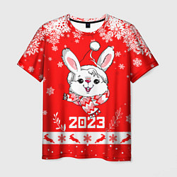 Мужская футболка Праздничный кролик 2023