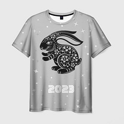 Мужская футболка Символ 2023 года черный водяной кролик