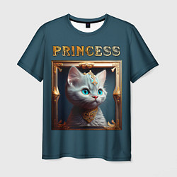 Мужская футболка Кошечка принцесса - картина в рамке